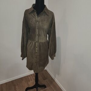 Vici Khaki Shirt Dress